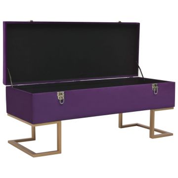 vidaXL Banchetă cu un compartiment de depozitare violet 105cm catifea