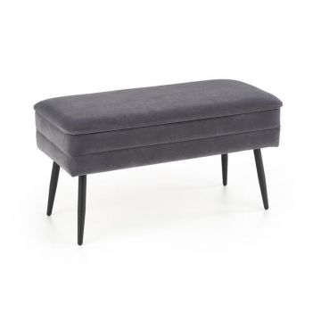Banca dormitor Velva gri/negru - H37 cm