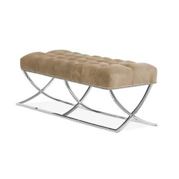 Bancuta tapitata Ingrid Glamour bej – H49 cm
