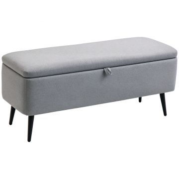 HOMCOM Banca de Depozitare Acoperita cu Tesatura cu Efect de Catifea, Banca de Pat Captusita, 101x38.5x44.5 cm, Gri