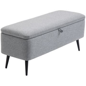 HOMCOM Banca de Depozitare Acoperita cu Tesatura cu Efect de Catifea, Banca de Pat Captusita, 101x38.5x44.5 cm, Gri