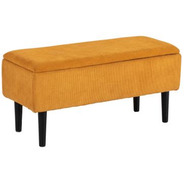 HOMCOM Cutie de Depozitare Otomană Modernă cu Picioare din Lemn, Suportă până la 120KG, pentru Living, Portocaliu | Aosom Romania