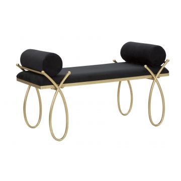 Mauro Ferretti Bancă Ribbon Neagră cm 112,5X49X53 | Aosom Romania