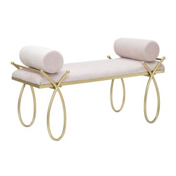 Mauro Ferretti Bancă Ribbon Roz cm 112,5X49X53 | Aosom Romania