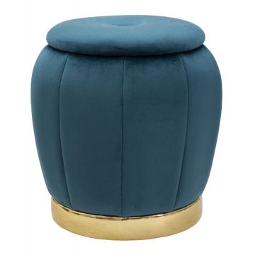 Mauro Ferretti Puff/Spatiu Depozitare Paris Teal/Auriu Cm Ø 43X43