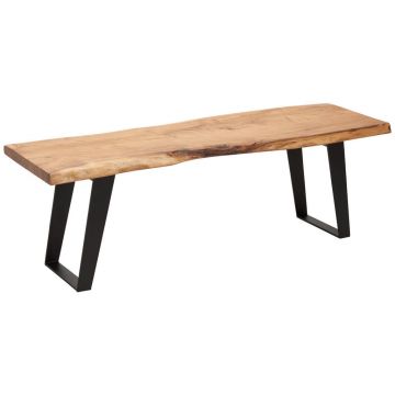BANCĂ 140/45/40 cm in negru, culoare lemn acacia