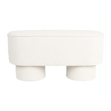 Bancă albă cu tapițerie din țesătură bouclé Marcos – White Label