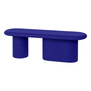 Bancă albastră capitonată cu tapițerie din lână Rull – noo.ma