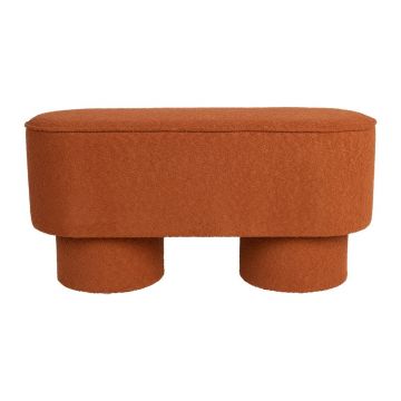 Bancă cărămizie cu tapițerie din țesătură bouclé Marcos – White Label