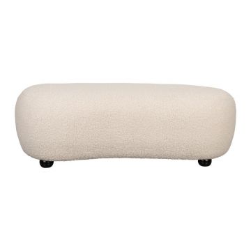 Bancă crem capitonată cu tapițerie din țesătură bouclé Noxx – White Label