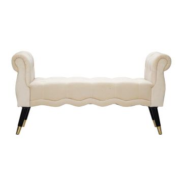 Bancă crem cu tapițerie din catifea Paris – Mauro Ferretti