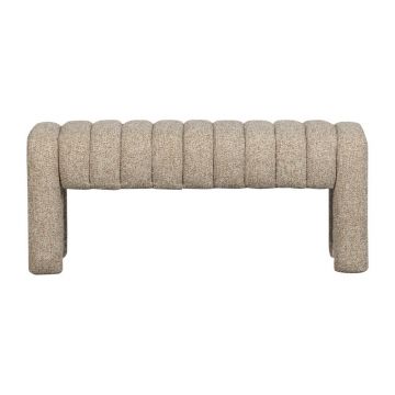 Bancă maro deschis capitonată cu tapițerie din țesătură bouclé Frex – WOOOD