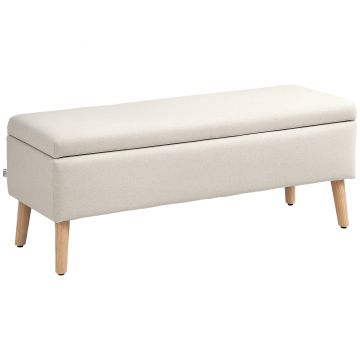 HOMCOM Banc de depozitare acoperit aspect in pentru dormitor, intrare, sufragerie, capacitate 220 kg, 110 x 39 x 45 cm, bej | Aosom Romania