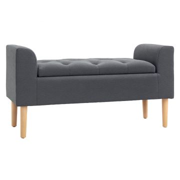 HOMCOM Banc de depozitare capitonat cu brațe, pentru dormitor, hol, sufragerie, suport 130 kg, 116 x 44 x 58, gri închis | Aosom Romania