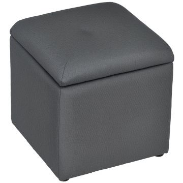 HOMCOM Bancă cu Spațiu de Depozitare Tip Ottoman, Tapițată cu Țesătură Respirabilă, 39x39x39 cm, Gri | Aosom Romania