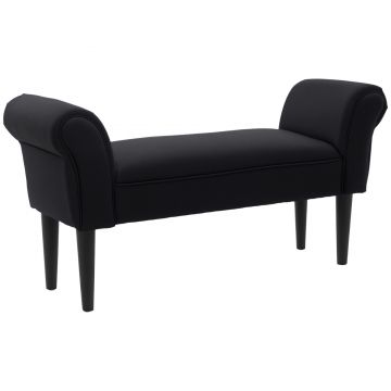 HOMCOM Bancă de Capăt de Pat cu Cotiere Rulate, Bancă Căptușită pentru Dormitor, 102x36x51 cm, Negru | Aosom Romania
