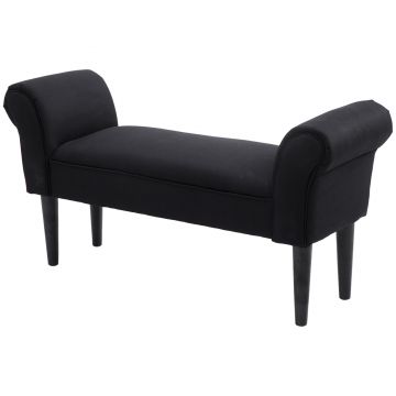 HOMCOM Bancă de Capăt de Pat cu Cotiere Rulate, Bancă Căptușită pentru Dormitor, 102x36x51 cm, Negru | Aosom Romania