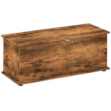 HOMCOM Bancă de Depozitare cu Picioare Antiderapante din Lemn, 100x40x40 cm, Maro | Aosom Romania
