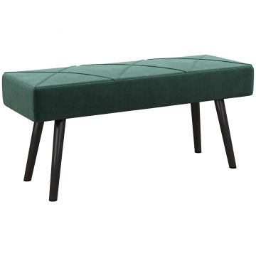HOMCOM Bancă pentru Capătul Patului, Bancă cu Picioare din Oțel și Țesătură cu Efect de Catifea, 100x36x45 cm, Verde | Aosom Romania