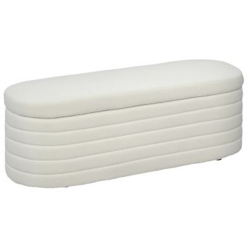 HOMCOM Bancă pentru Pat, Bancă Tapițată din Lână cu Cadru din Lemn, Bancă Otomană de Depozitare, 116x41x 40,5 cm, Alb Crem