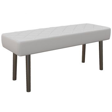 HOMCOM Bancă pentru Pat din Piele Ecologică, Bancă Capitonată cu Picioare din Oțel, 100x35x45 cm, Gri | Aosom Romania