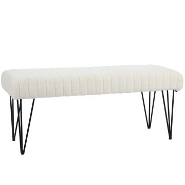 HOMCOM Bancă pentru Pat Modernă cu Picioare în Formă de Furcă, 118,5x46x49,5 cm, Alb Crem | Aosom Romania