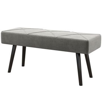 HOMCOM Banchetă de Pat, Bancă, Velvet Tapițat, cu Picioare de Oțel, pentru Dormitor, Living, Sufragerie, Hol, 100x36x45 cm, Gri | Aosom Romania