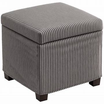 HOMCOM Cutie puf depozitare 30 L cu capac detașabil, puf ottoman cube umplutură din catifea groasă, 40 x 40 x 40 cm, gri | Aosom Romania