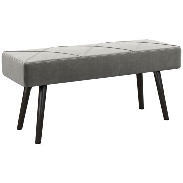 HOMCOM Danca Depozitare, Velvet Tapițat, cu Picioare de Oțel, pentru Dormitor, Living, Sufragerie, Hol, 100x36x45 cm, Gri | Aosom Romania