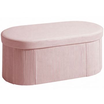 HOMCOM Pouf pliabil cu spațiu de depozitare modern, tapițat cu catifea, 72L, pentru living și dormitor, 76x38x35 cm, Roz | Aosom Romania