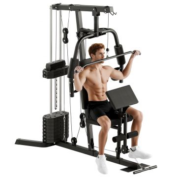 HOMCOM Stație de Putere cu Bloc de Greutate de 45 kg 180 x 108 x 200cm Oțel Negru | Aosom Romania