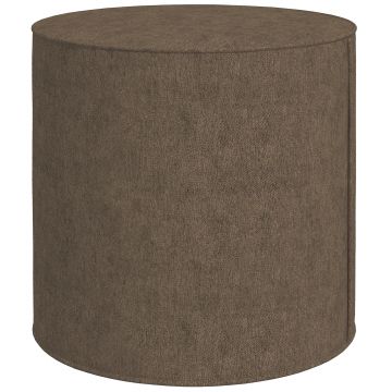 HOMCOM Taburet Rotund 2 în 1 cu Husă Detașabilă, Suport pentru Picioare din Material cu Aspect de In, Ø41x41 cm, Maro | Aosom Romania