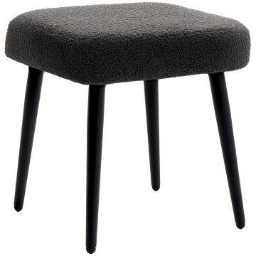 HOMCOM Taburet, suport pentru picioare, scaun captusit, aspect casmir, picioare din otel, 42 x 42 x 47 cm, Gri inchis | Aosom Romania