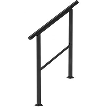 Outsunny Balustradă pentru 2-3 trepte, 94cm, mână curentă reglabilă pentru exterior și interior, metal, Negru | Aosom Romania