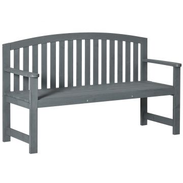 Outsunny Bancă de grădină 2 locuri din lemn, bancă rezistentă la intemperii, mobilier de grădină cu spătar, capacitate 240 kg 143 x 51 x 85 cm, Gri | Aosom Romania
