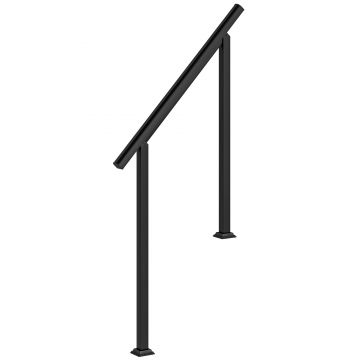 Outsunny Mână curentă exterioară pentru 1 la 3 trepte, mână curentă metalică pentru scări cu kit de instalare, negru | Aosom Romania