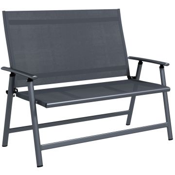 Outsunny Scaun Pliabil 2 Locuri pentru Terasă Cadru Aluminiu Gri | Aosom Romania
