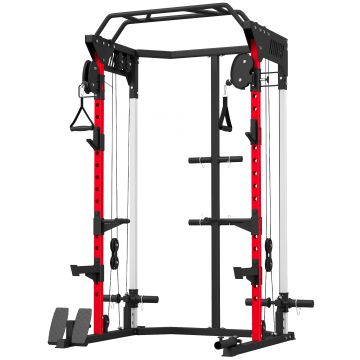 SPORTNOW Stație de antrenament Power Rack 900 kg Scripete dublu reglabil 19 niveluri Home gym complet pentru antrenament de forță Negru | Aosom Romania