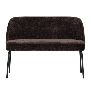 Bancă maro închis cu tapițerie din chenille Vogue – WOOOD