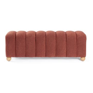 Bancă teracotă capitonată cu tapițerie din țesătură bouclé Zora – Bizzotto