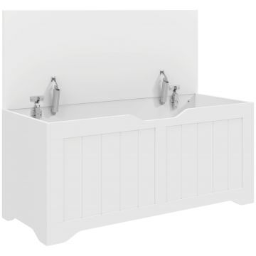 HOMCOM Bancă de Depozitare cu cu 2 Balamale de Siguranță 100 cm, PAL, Alb | Aosom Romania