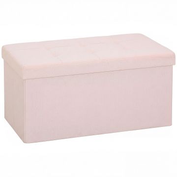 HOMCOM Pouf depozitare, bancă depozitare pliabilă 84 L 76x38x38 cm tapițat în in sintetic ladă de depozitare roz | Aosom Romania