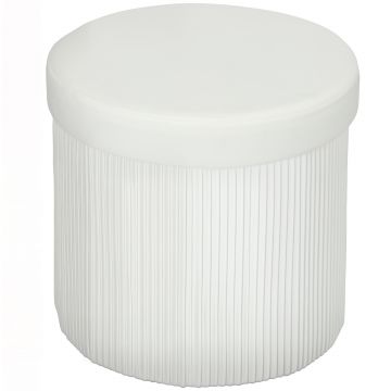 HOMCOM Puf depozitare Bancă depozitare pliabilă 35 L 38x38x38 cm Tapițerie din Catifea Cufăr de Depozitare Rotund Crem | Aosom Romania