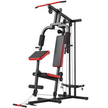 SPORTNOW Aparat de musculatură cu scripete sus și jos Presă pentru piept și picioare Compatibil cu discuri 25 și 50 mm (No Incluidos) | Aosom Romania